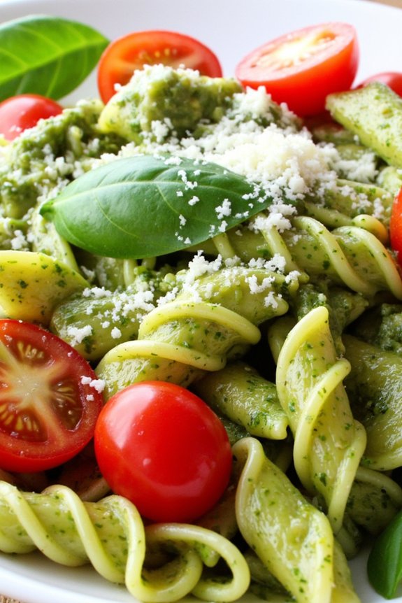 gluten free pasta with pesto