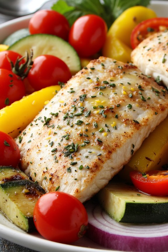 grilled fish with vegetables