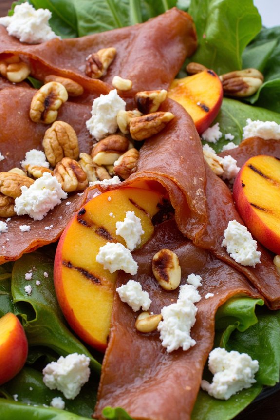 grilled peach and prosciutto salad