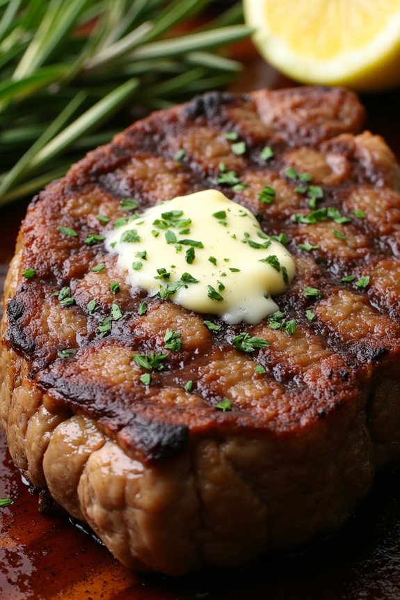 grilled ribeye with garlic butter