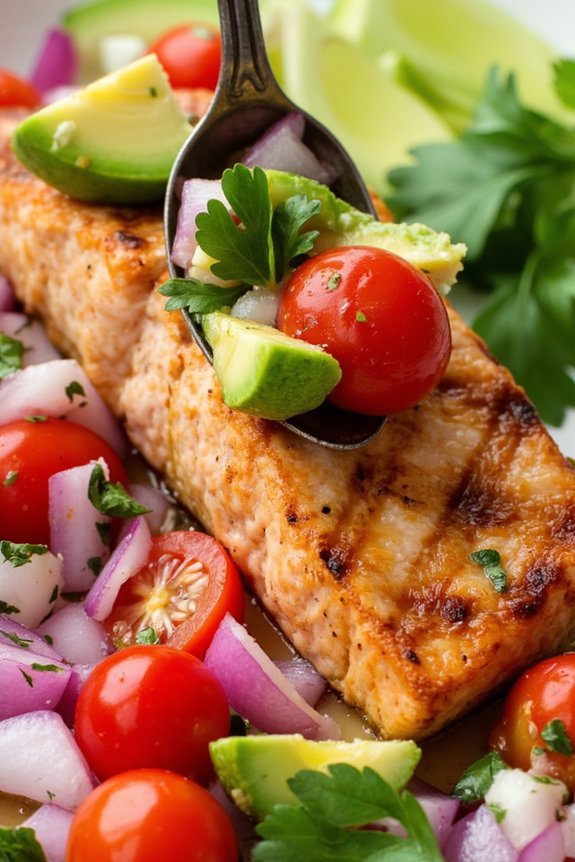 grilled salmon with avocado salsa