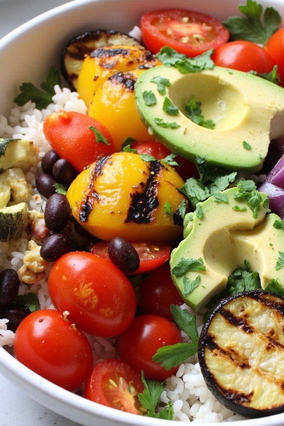 grilled veggie rice burrito bowl