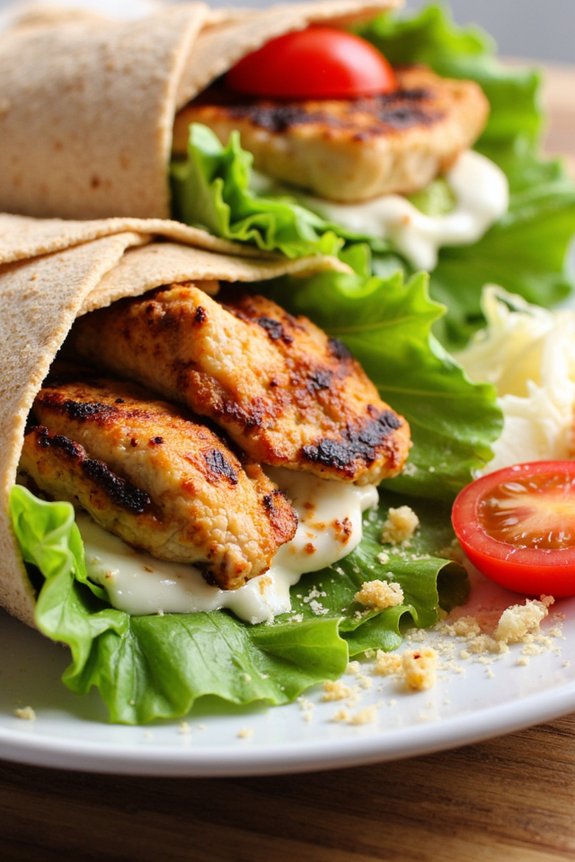 healthy chicken caesar wraps