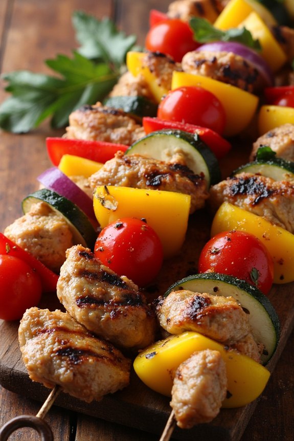 healthy chicken veggie skewers
