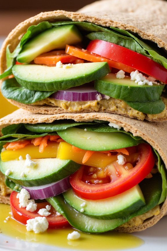 healthy veggie hummus wraps
