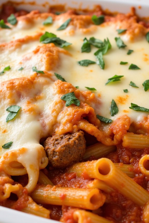 hearty baked ziti dish