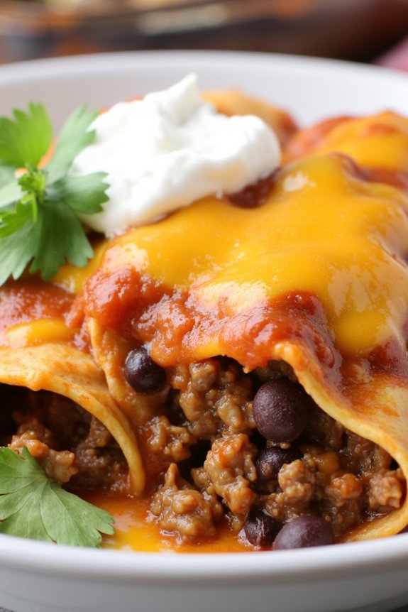 hearty beef bean enchiladas