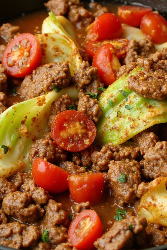 hearty beef cabbage skillet