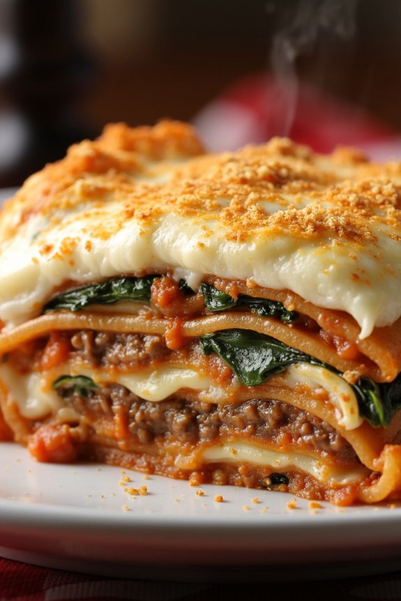 hearty beef spinach lasagna