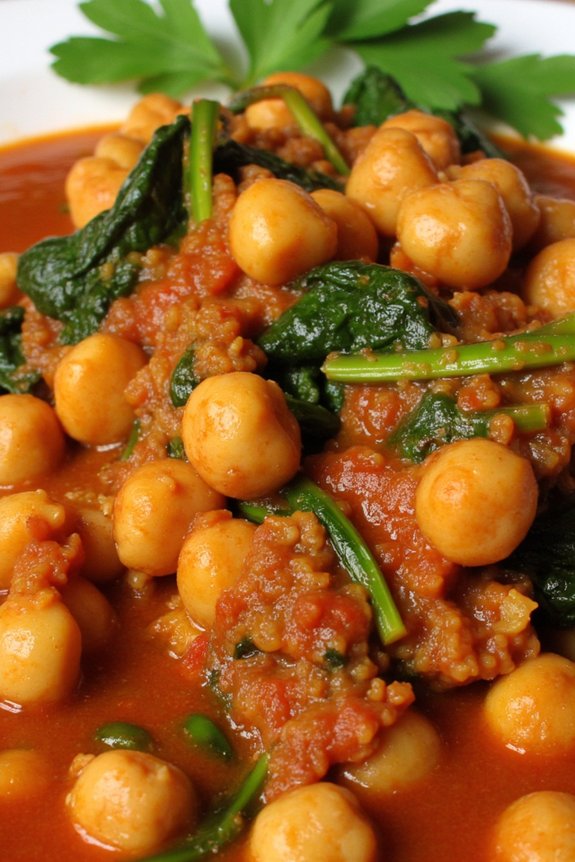 hearty chickpea spinach stew
