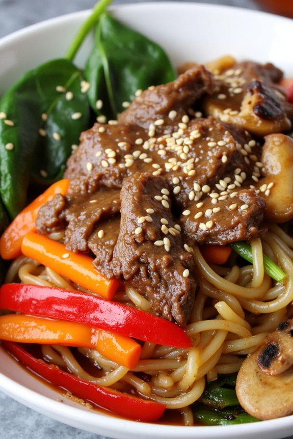 hearty korean japchae noodles