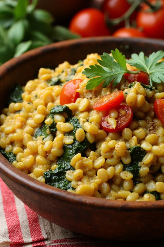 hearty lentil spinach curry