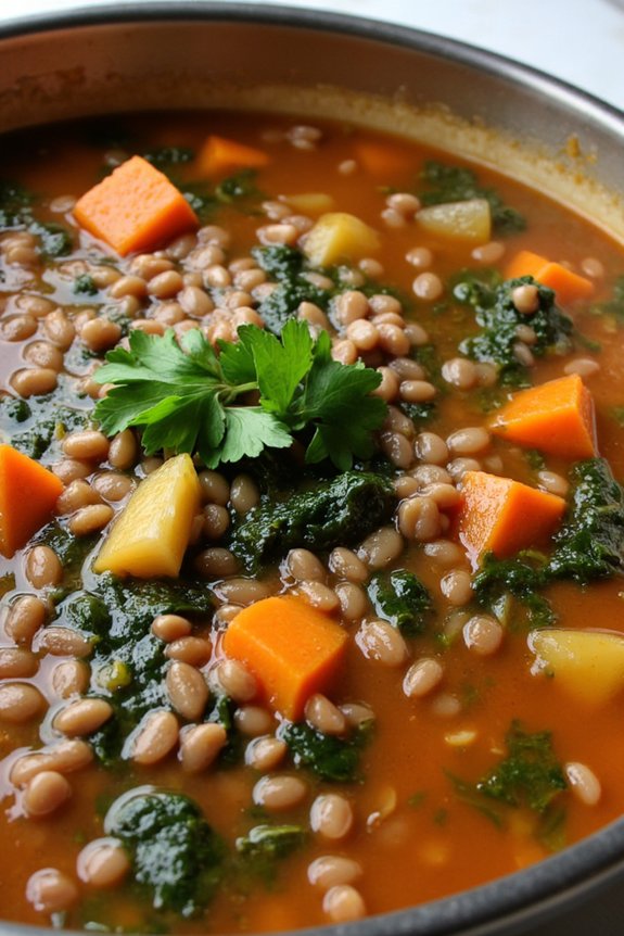 hearty lentil spinach stew
