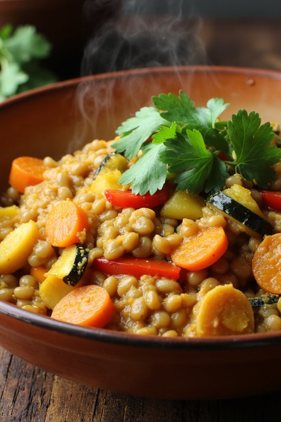 hearty lentil vegetable casserole