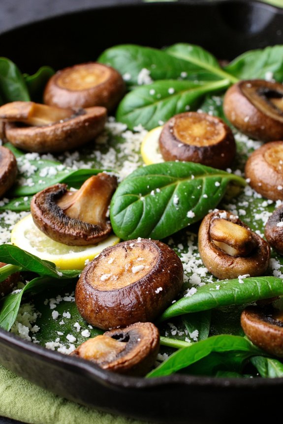 hearty mushroom spinach skillet