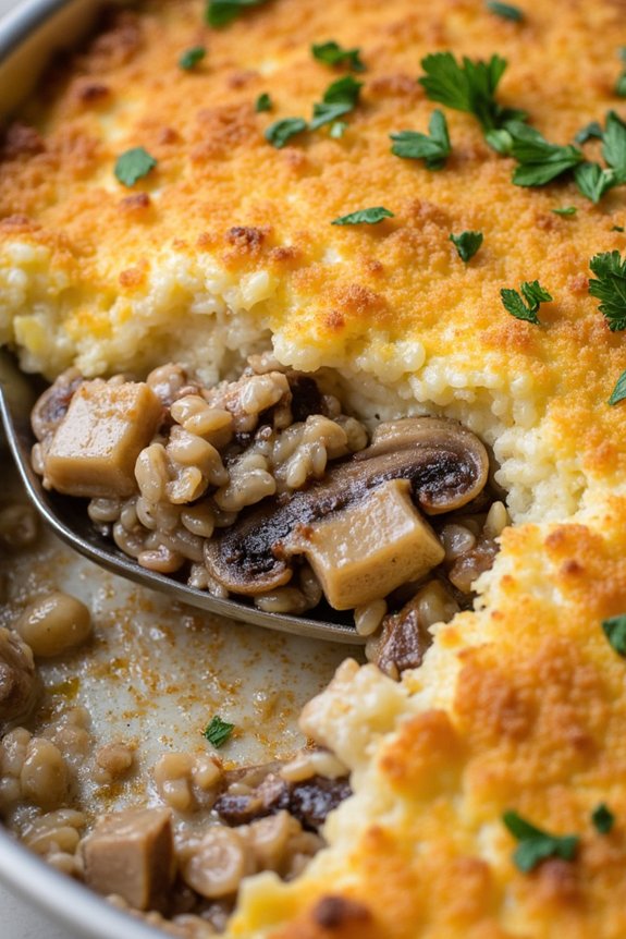 hearty mushroom wild rice casserole