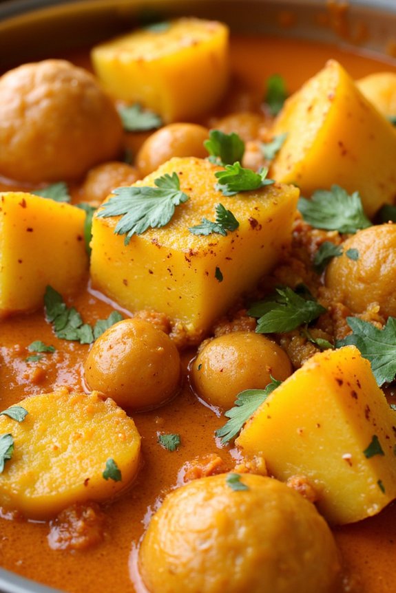 hearty spiced potato chickpea curry
