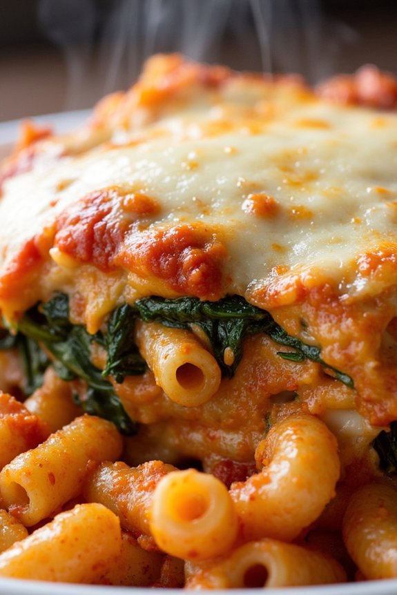 hearty spinach baked ziti