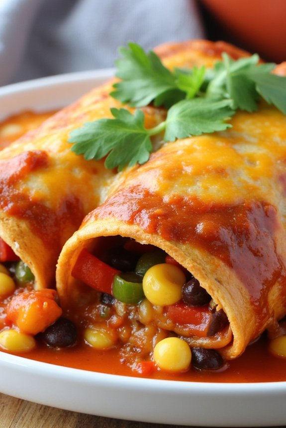 hearty veggie black bean enchiladas