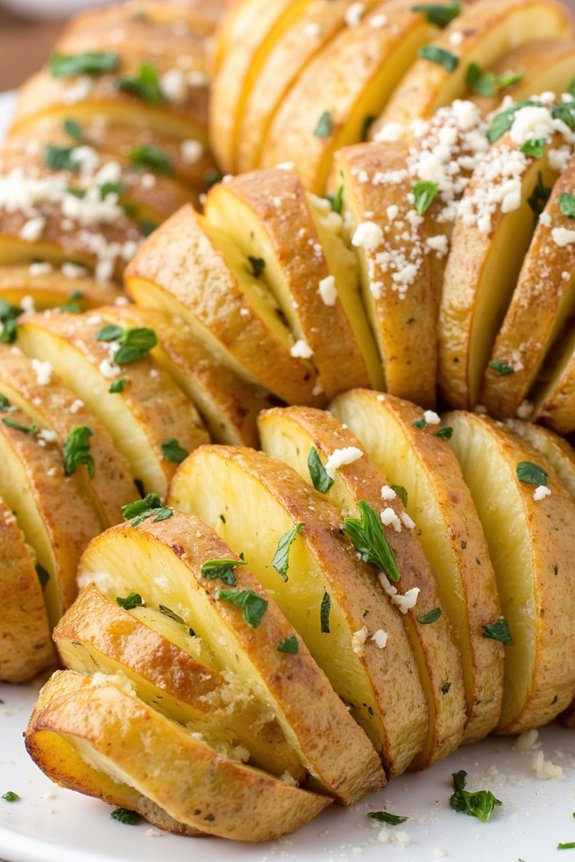herb infused crispy hasselback potatoes