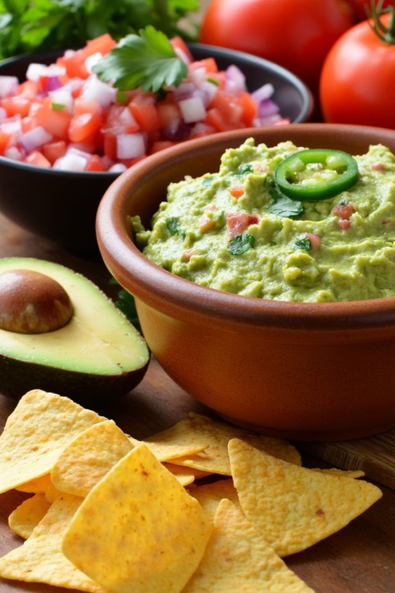 homemade guacamole and salsa