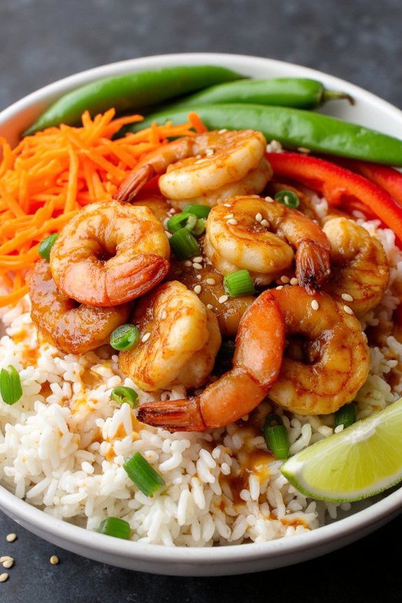 honey garlic shrimp bowls