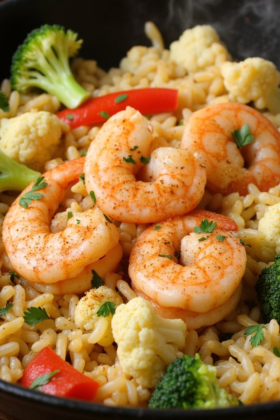 low carb shrimp cauliflower skillet