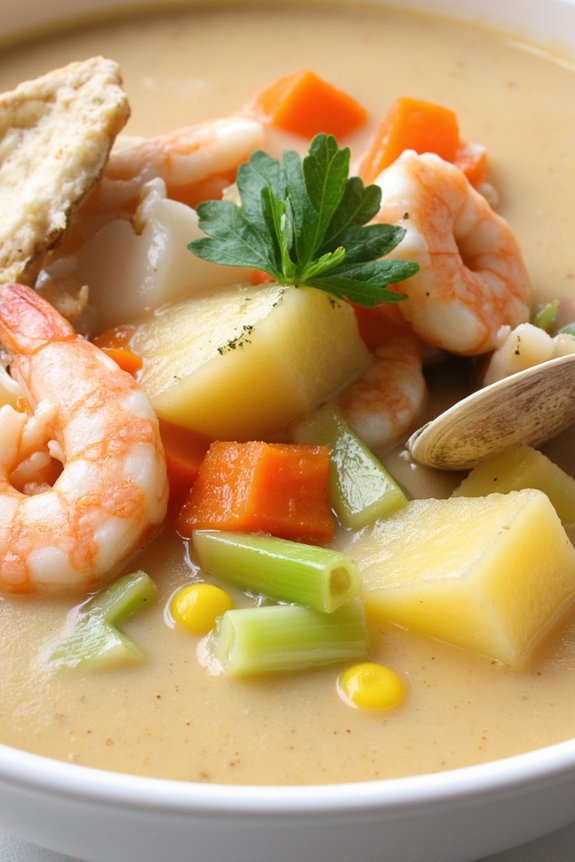 luxurious creamy seafood chowder