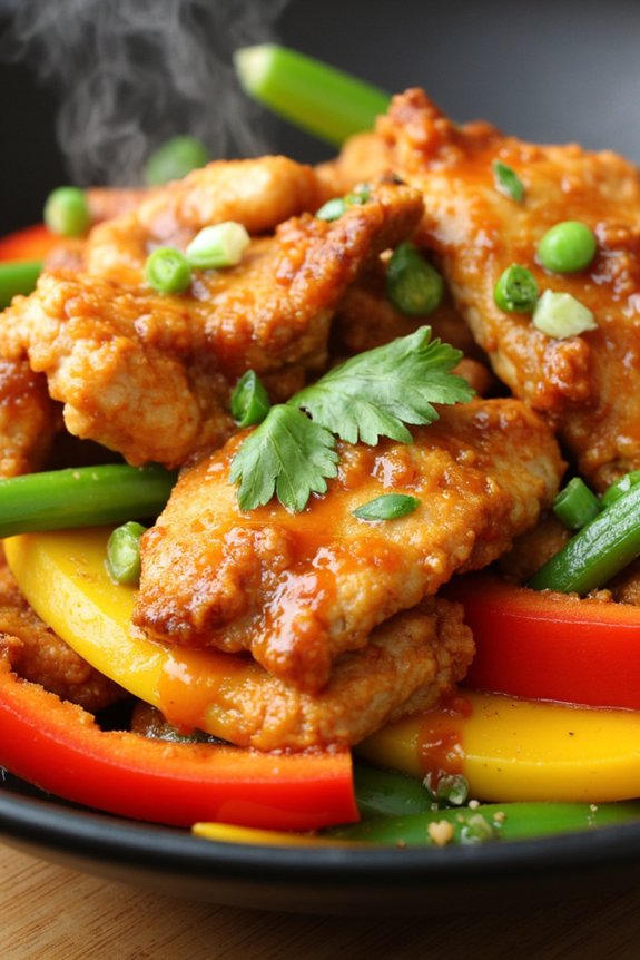 mango sriracha chicken stir fry