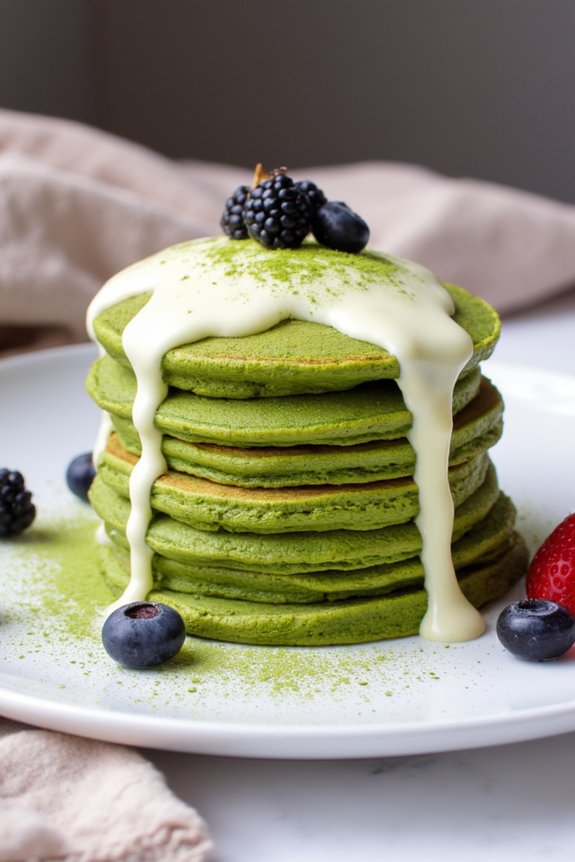 matcha pancakes with ganache