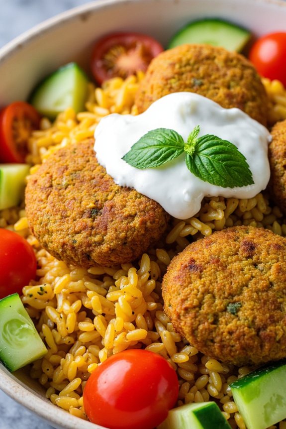mediterranean falafel rice bowl