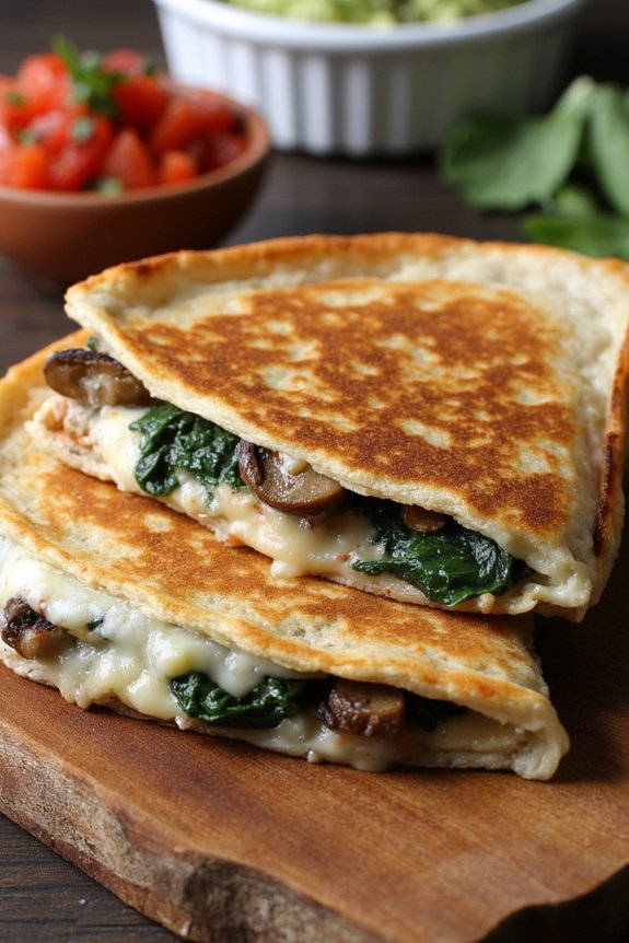 mushroom spinach quesadillas recipe
