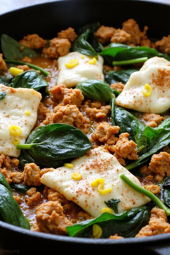 nutritious turkey spinach skillet