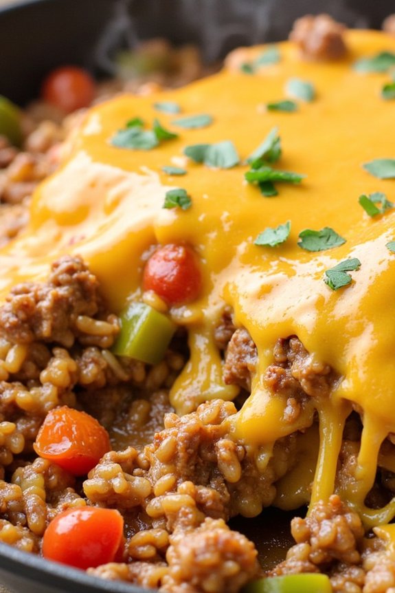 one pan cheesy beef skillet