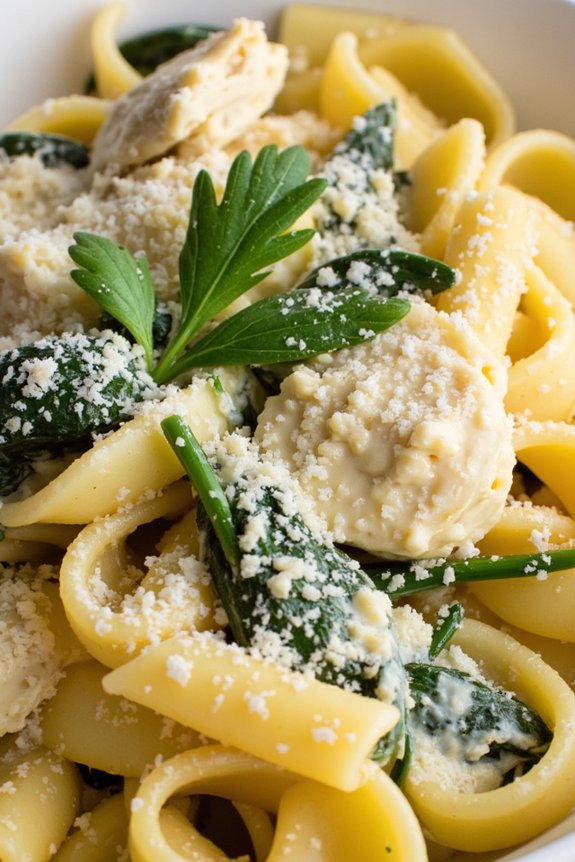 one pot spinach artichoke pasta