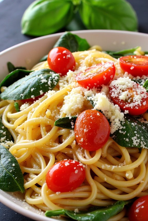 one pot spinach tomato spaghetti