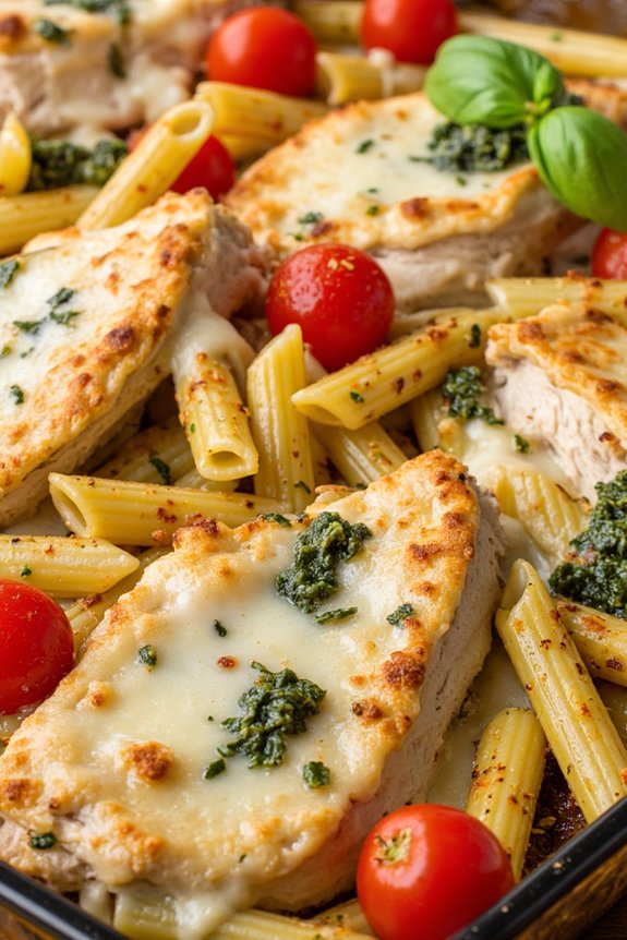 pasta bake with pesto chicken