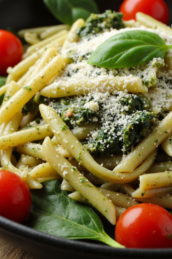pasta with pesto and vegetables