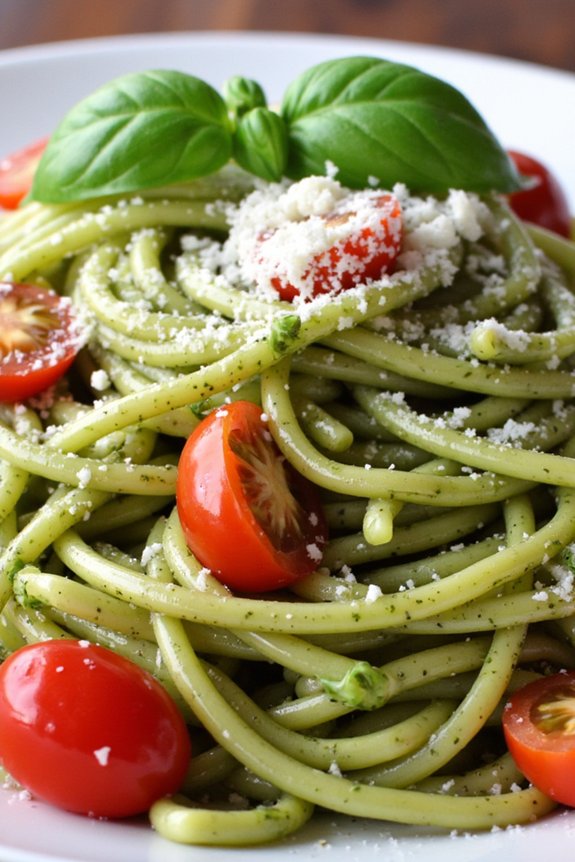 pasta with vibrant pesto
