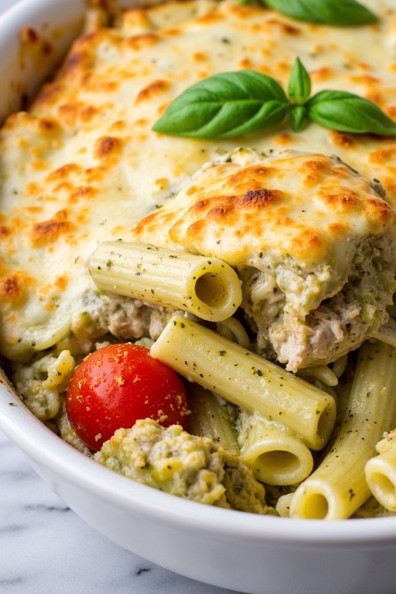 pesto chicken pasta bake