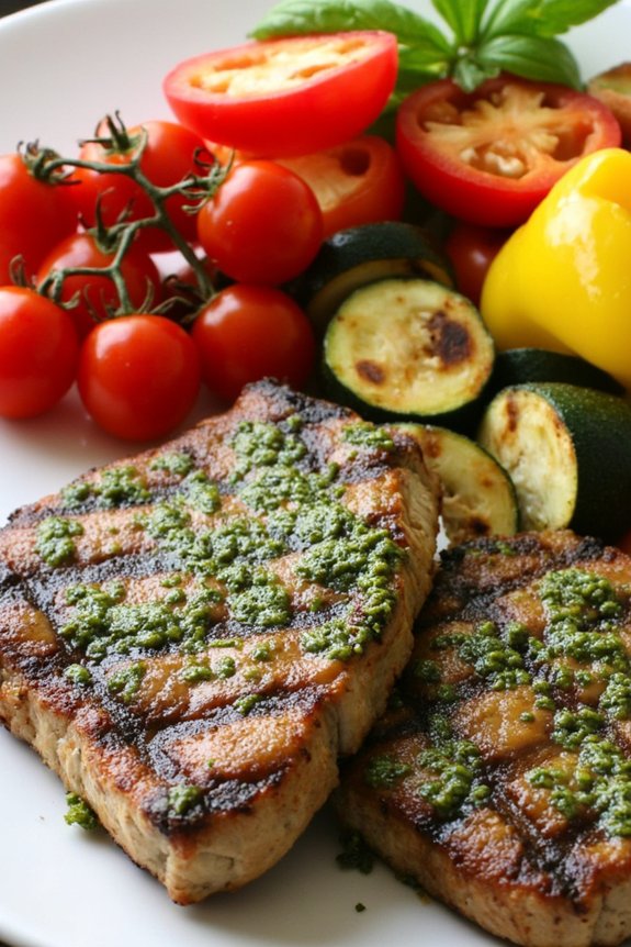 pesto grilled pork chops