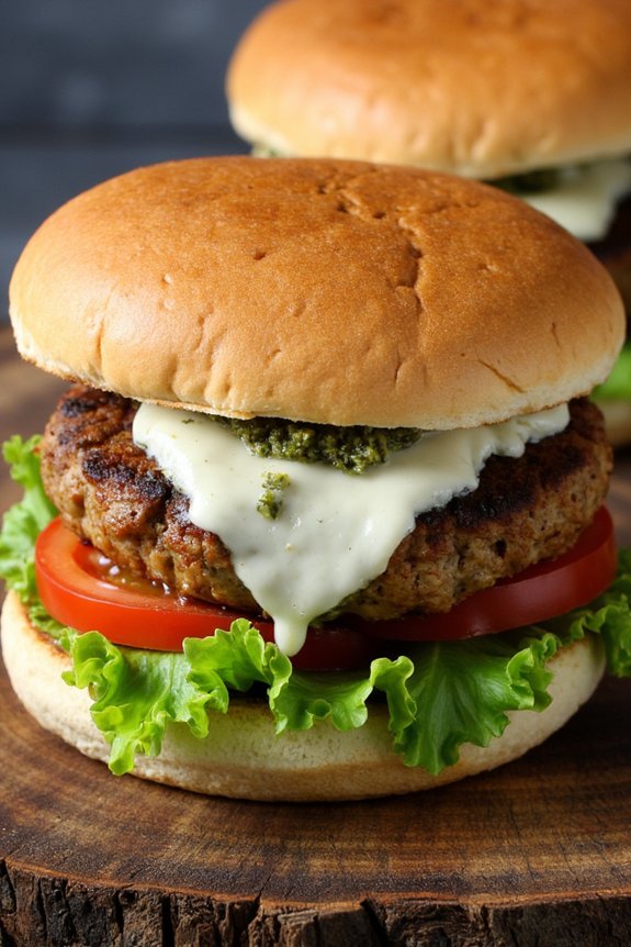 pesto stuffed turkey burgers recipe