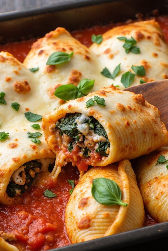 pork and spinach stuffed shells