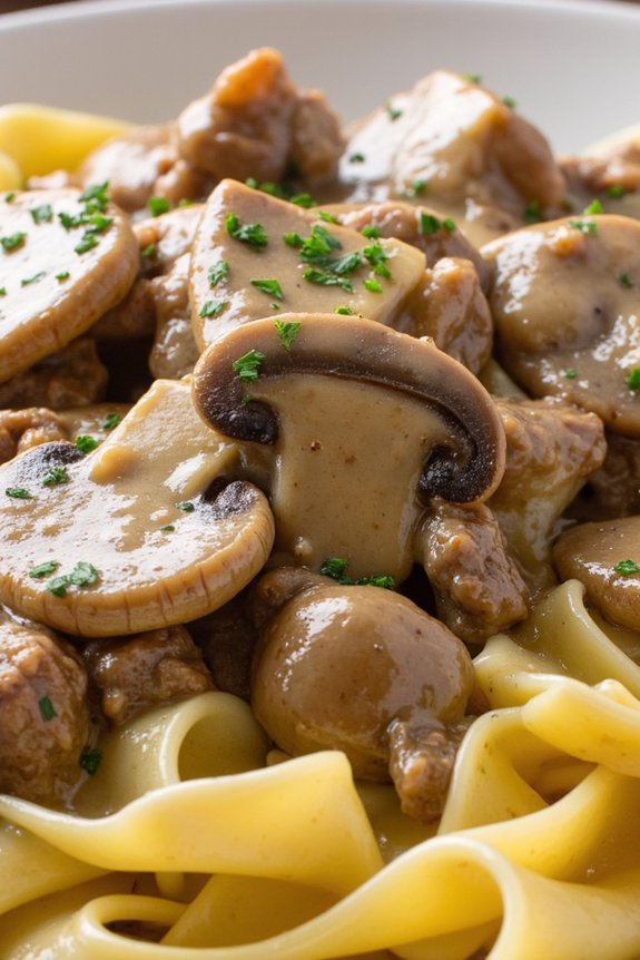 quick and creamy beef stroganoff