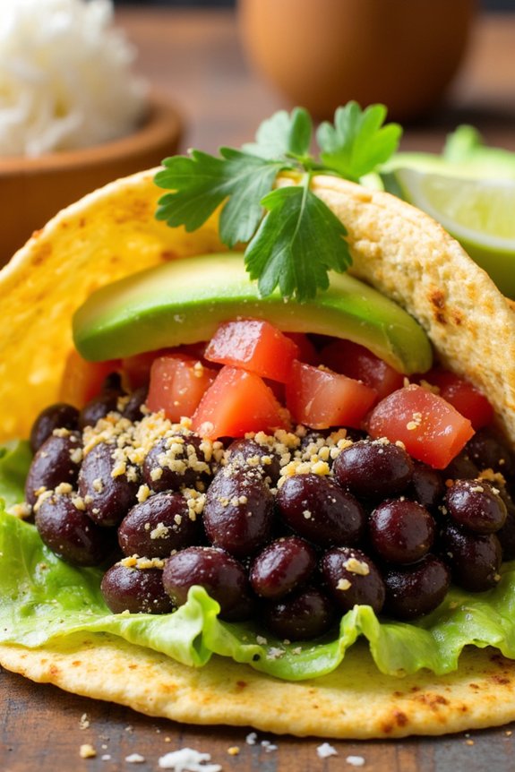 quick black bean tacos