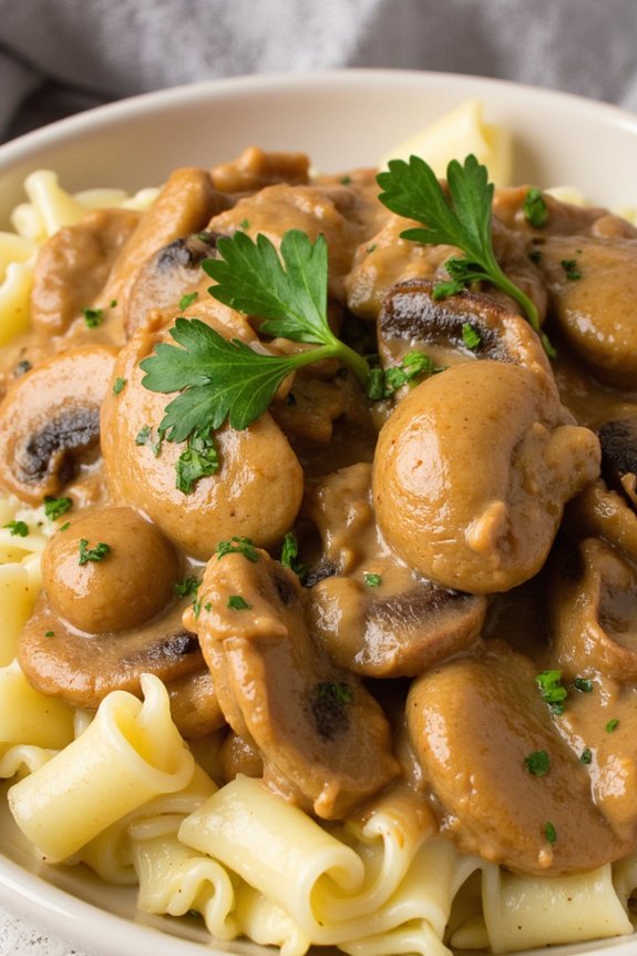 quick creamy mushroom stroganoff
