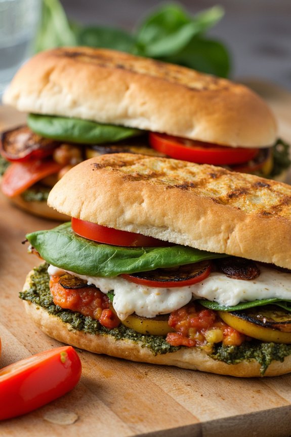 roasted veggie mozzarella paninis