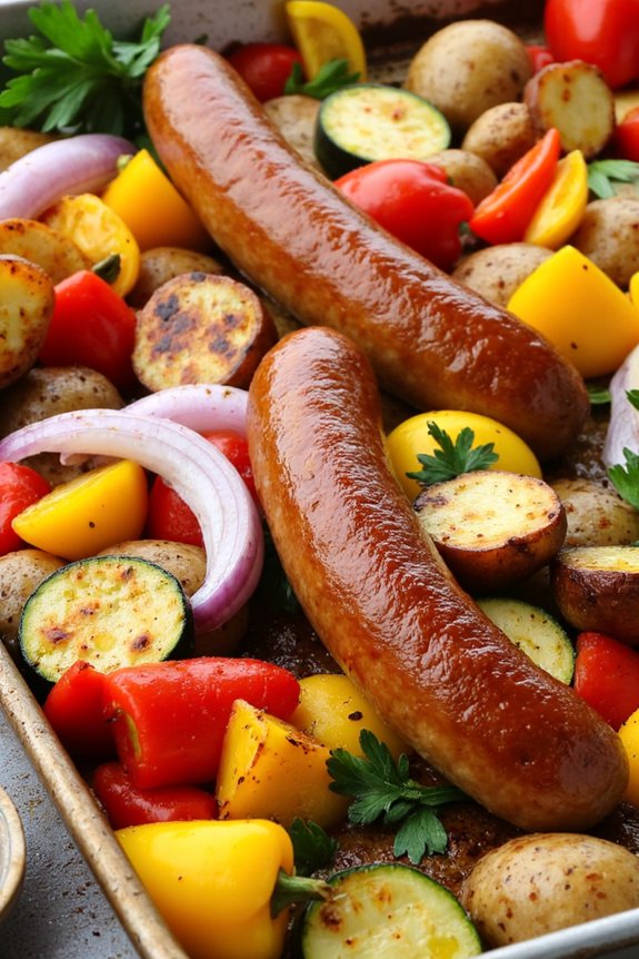 sausage and veggies sheet pan