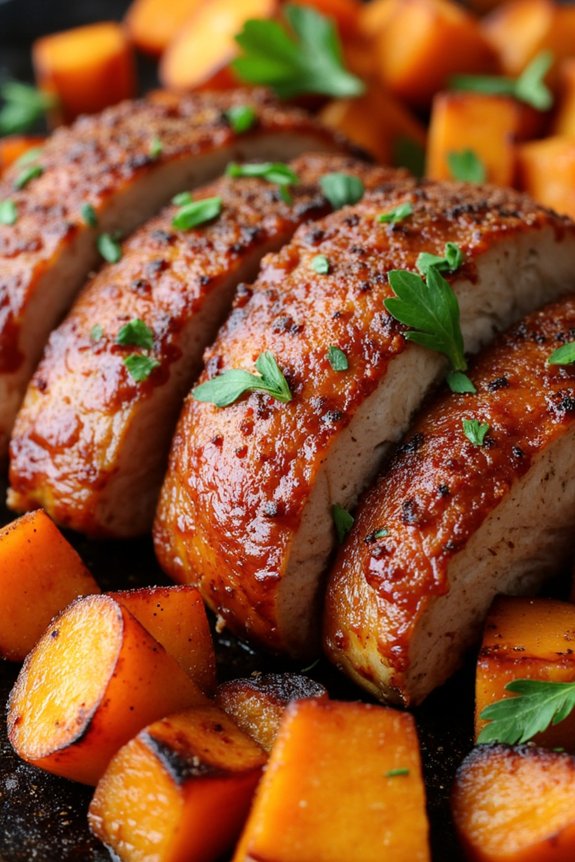 savory bbq pork and sweet potatoes