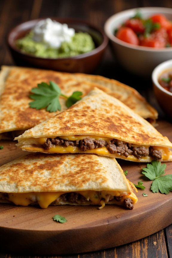 savory beef cheese quesadillas